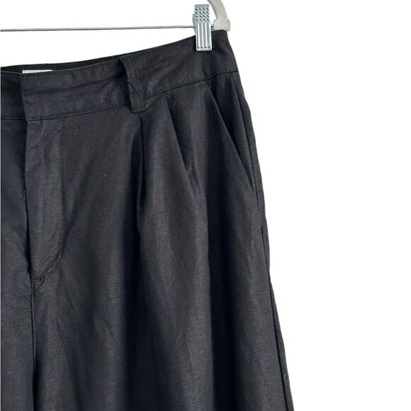 Gap Black Linen Cotton High Waist Pleated Wide Leg Pants | 14 - Picture 5 of 9